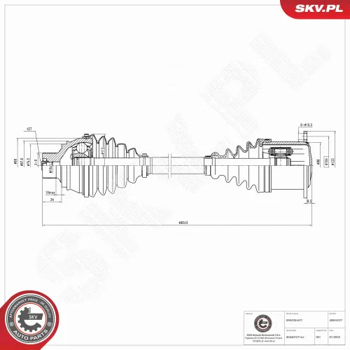 Antriebswelle Vorderachse links Vorderachse rechts ESEN SKV 40SKV077 Bild Antriebswelle Vorderachse links Vorderachse rechts ESEN SKV 40SKV077