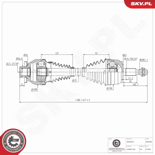 Antriebswelle Vorderachse links ESEN SKV 40SKV080 Bild Antriebswelle Vorderachse links ESEN SKV 40SKV080