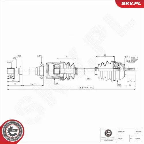 Antriebswelle Vorderachse rechts ESEN SKV 40SKV087 Bild Antriebswelle Vorderachse rechts ESEN SKV 40SKV087