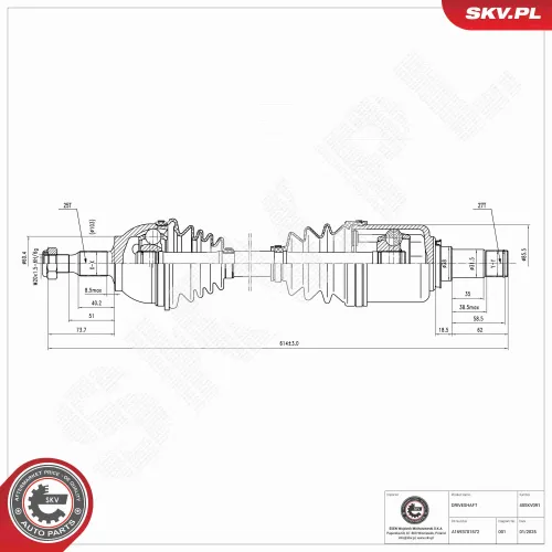 Antriebswelle Vorderachse links ESEN SKV 40SKV091 Bild Antriebswelle Vorderachse links ESEN SKV 40SKV091