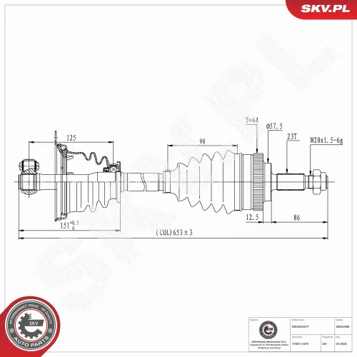 Antriebswelle Vorderachse links ESEN SKV 40SKV095 Bild Antriebswelle Vorderachse links ESEN SKV 40SKV095