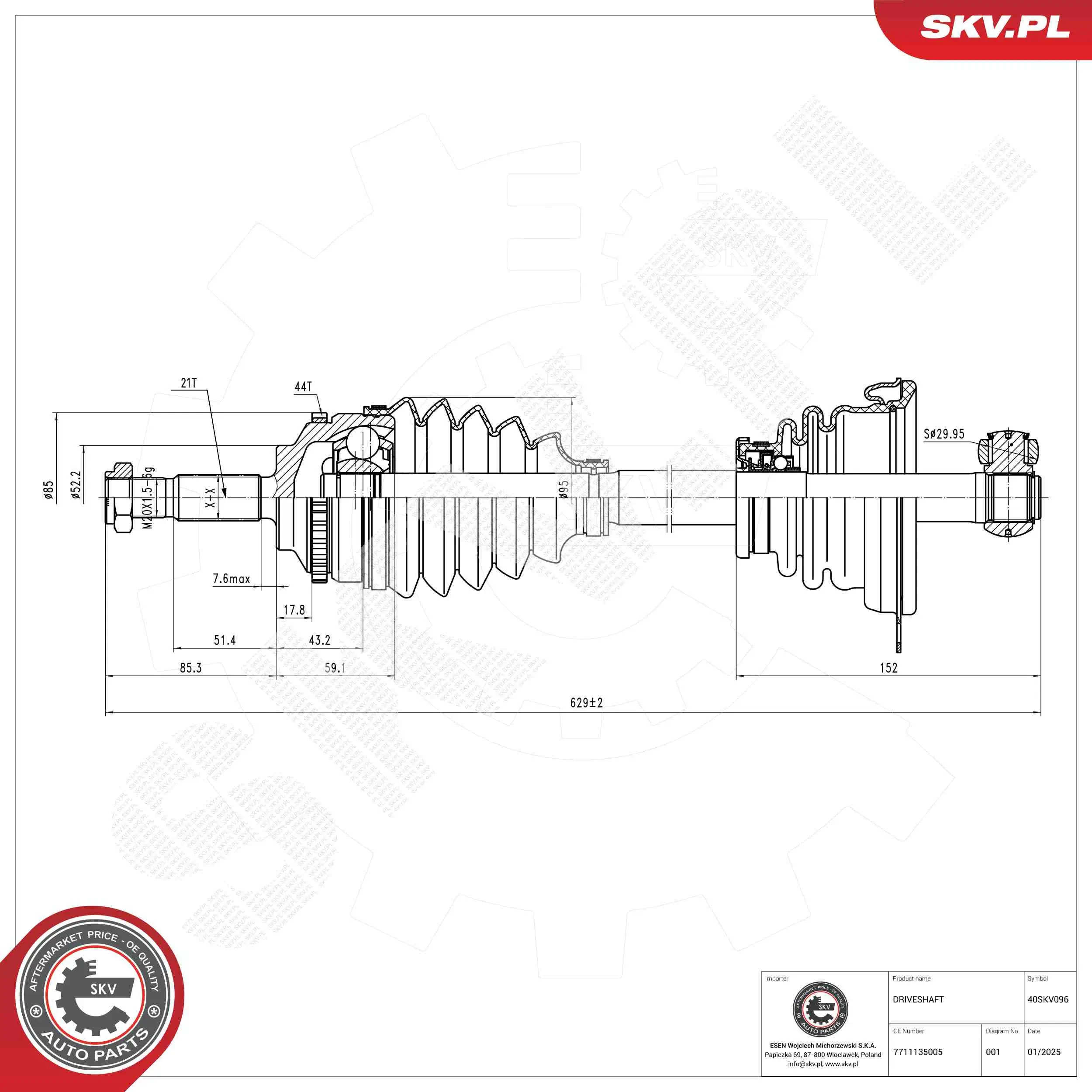 Antriebswelle Vorderachse links ESEN SKV 40SKV096