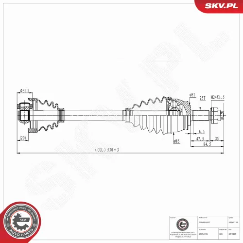 Antriebswelle Vorderachse links ESEN SKV 40SKV124 Bild Antriebswelle Vorderachse links ESEN SKV 40SKV124