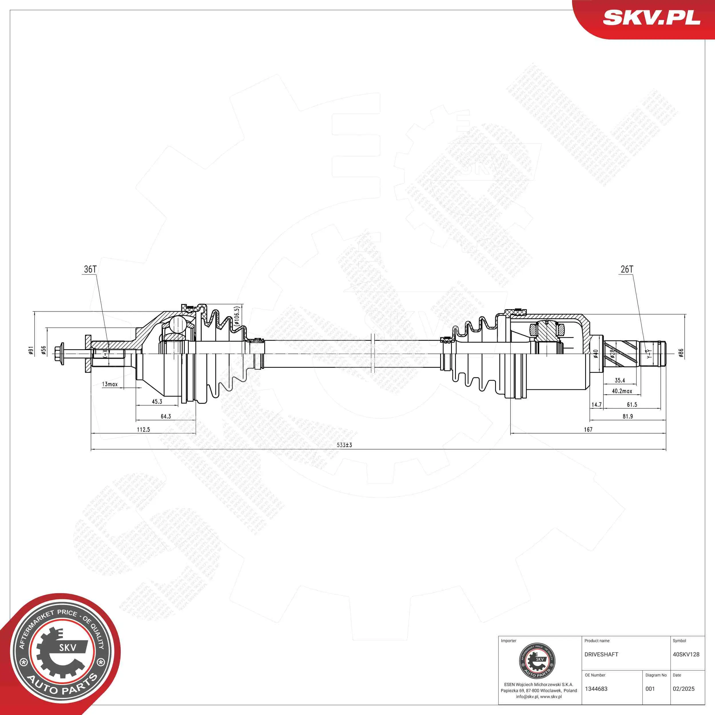 Antriebswelle Vorderachse links ESEN SKV 40SKV128