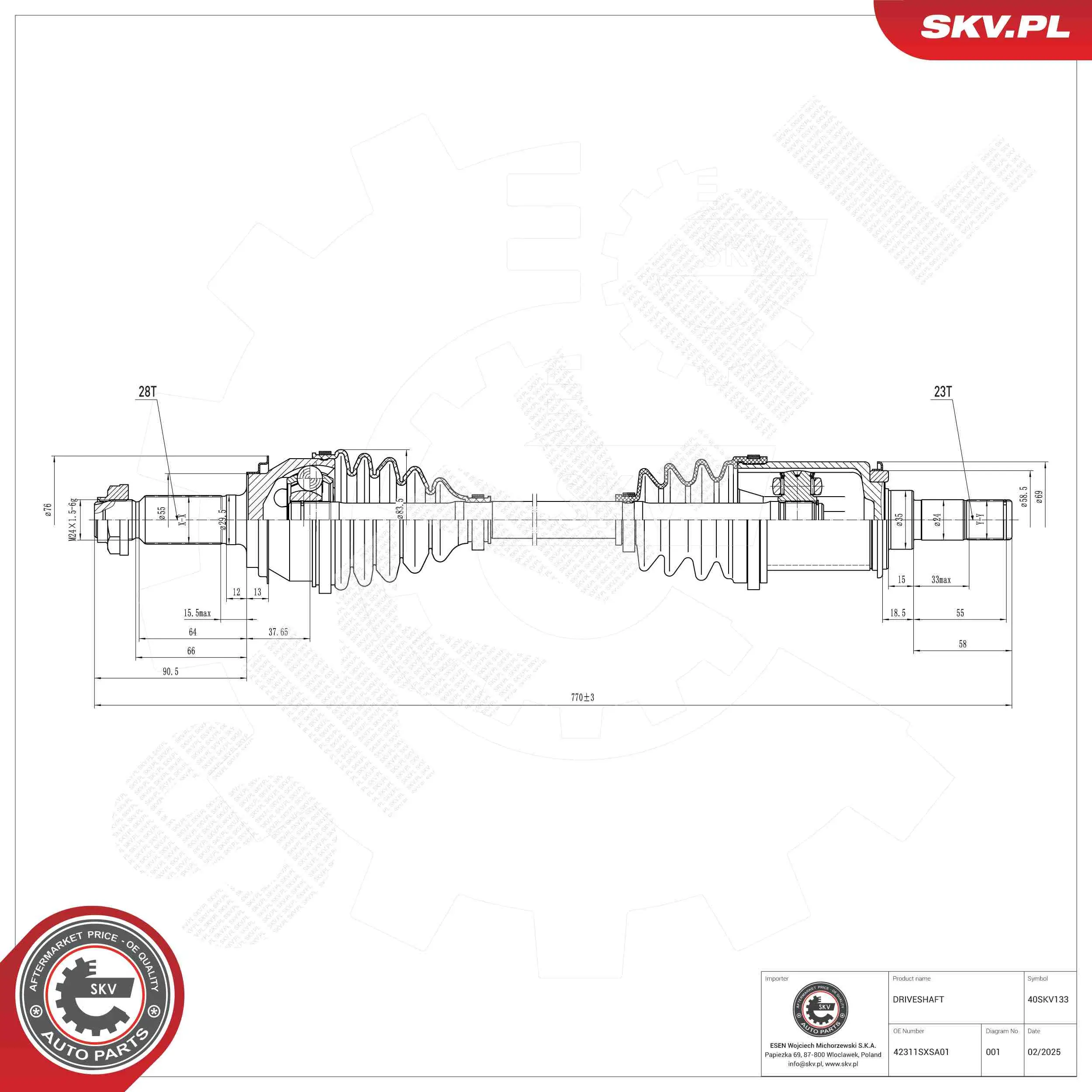 Antriebswelle Hinterachse links ESEN SKV 40SKV133