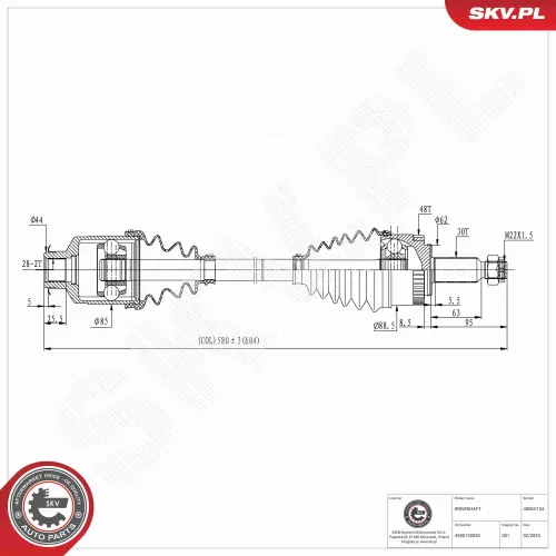 Antriebswelle Vorderachse rechts ESEN SKV 40SKV134 Bild Antriebswelle Vorderachse rechts ESEN SKV 40SKV134