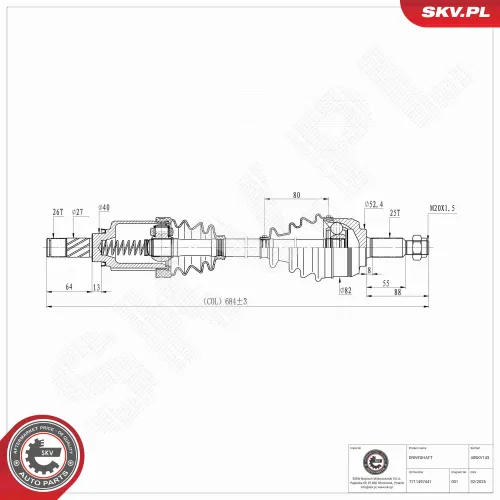 Antriebswelle Vorderachse links ESEN SKV 40SKV143 Bild Antriebswelle Vorderachse links ESEN SKV 40SKV143