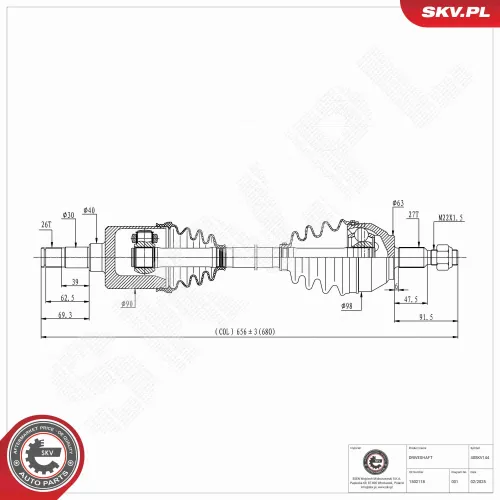 Antriebswelle Vorderachse links ESEN SKV 40SKV144 Bild Antriebswelle Vorderachse links ESEN SKV 40SKV144
