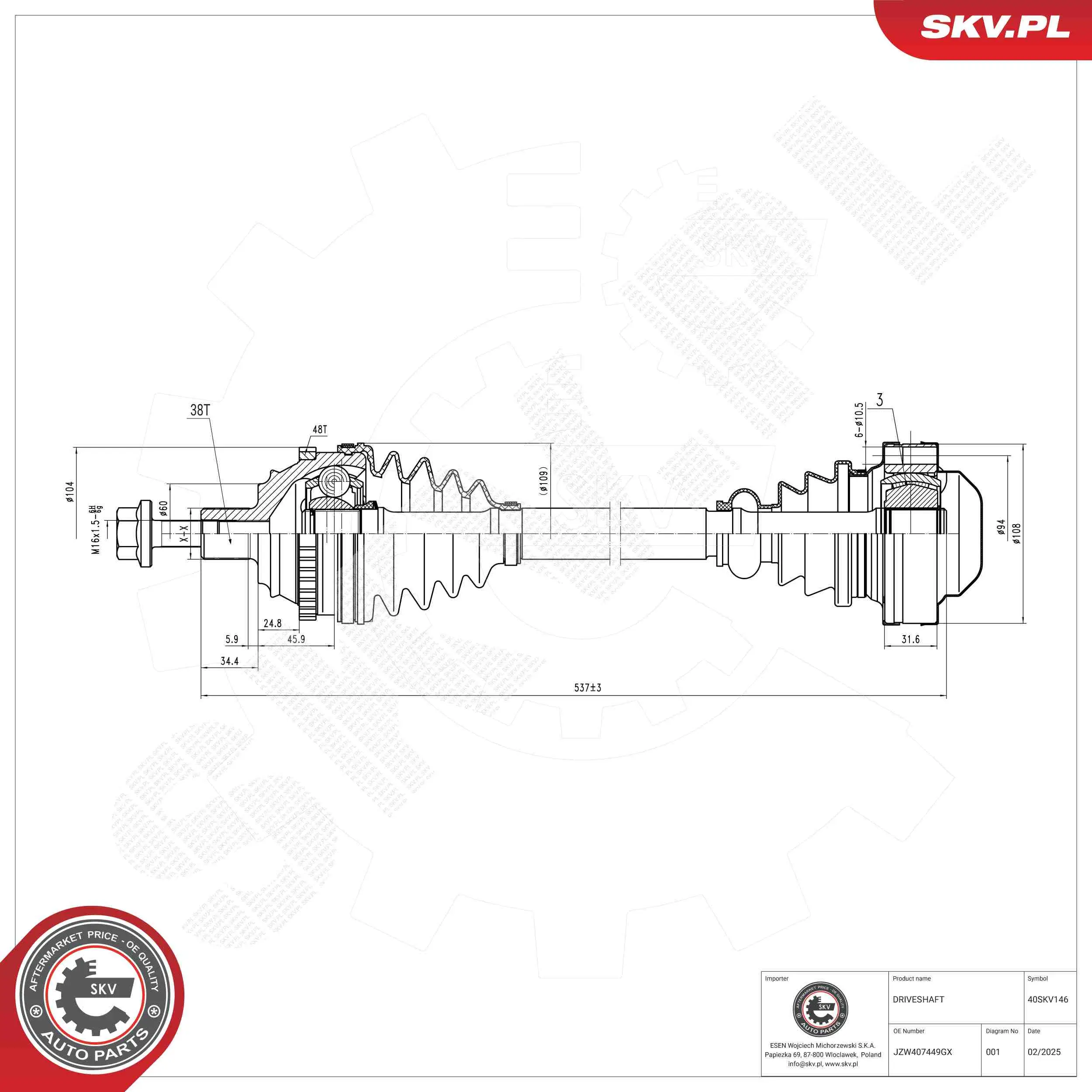Antriebswelle ESEN SKV 40SKV146