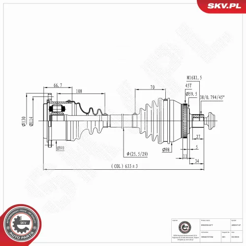 Antriebswelle ESEN SKV 40SKV147 Bild Antriebswelle ESEN SKV 40SKV147
