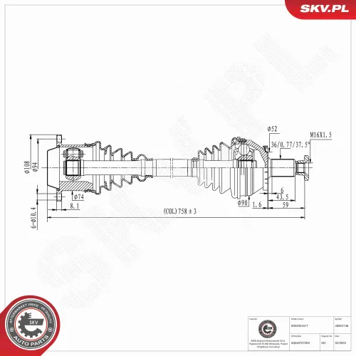 Antriebswelle Vorderachse rechts ESEN SKV 40SKV148 Bild Antriebswelle Vorderachse rechts ESEN SKV 40SKV148