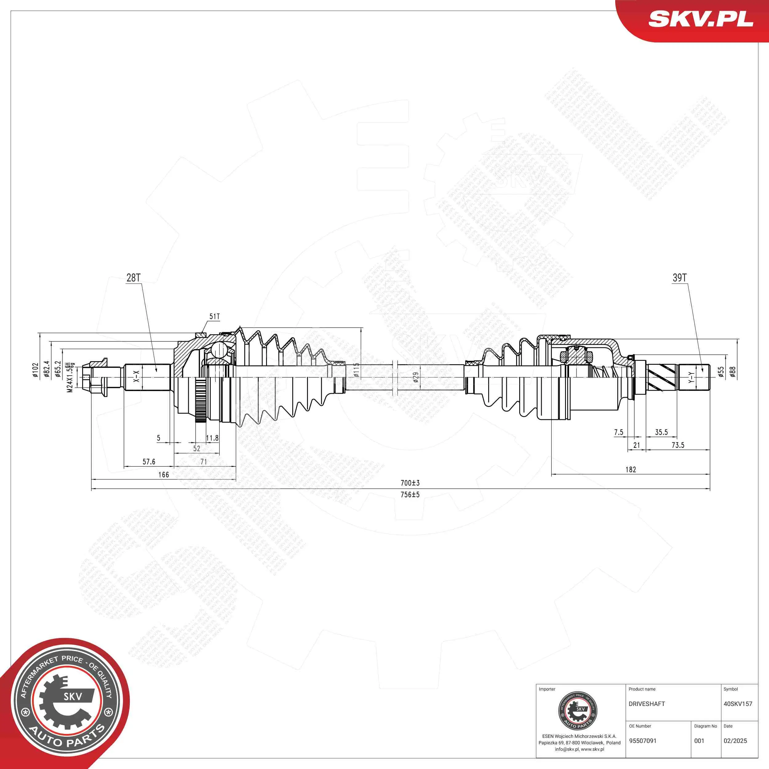 Antriebswelle Vorderachse links ESEN SKV 40SKV157