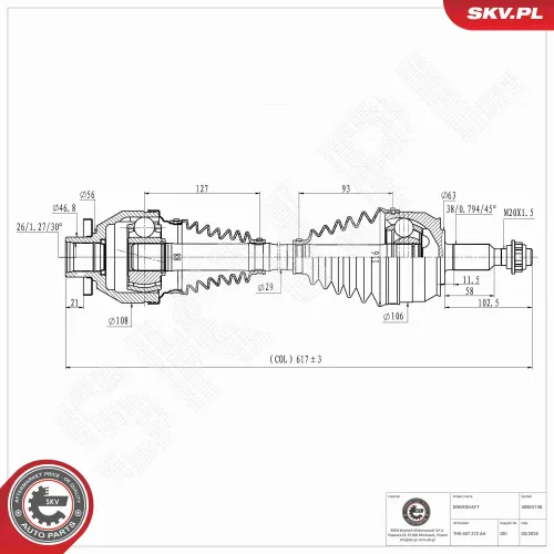 Antriebswelle ESEN SKV 40SKV158 Bild Antriebswelle ESEN SKV 40SKV158