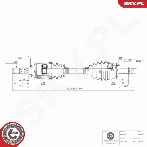 Antriebswelle Vorderachse links Vorderachse rechts ESEN SKV 40SKV161 Bild Antriebswelle Vorderachse links Vorderachse rechts ESEN SKV 40SKV161