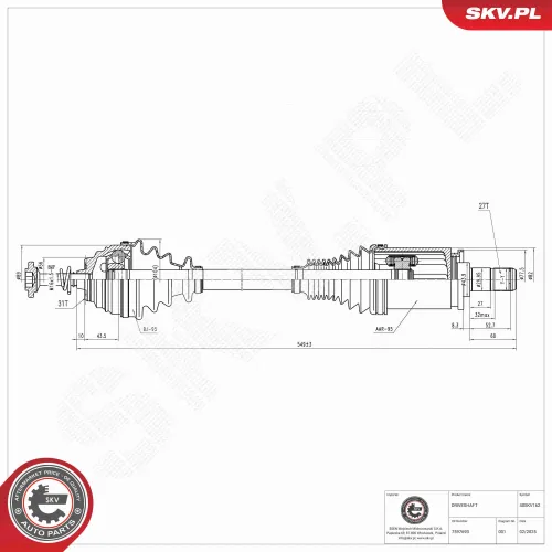 Antriebswelle Vorderachse links ESEN SKV 40SKV162 Bild Antriebswelle Vorderachse links ESEN SKV 40SKV162