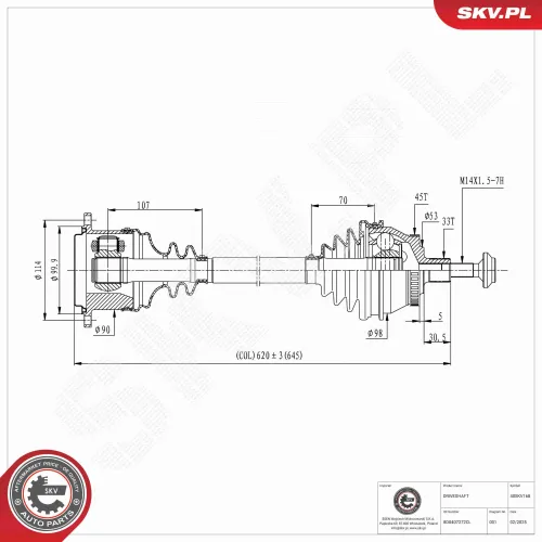 Antriebswelle Vorderachse rechts ESEN SKV 40SKV168 Bild Antriebswelle Vorderachse rechts ESEN SKV 40SKV168