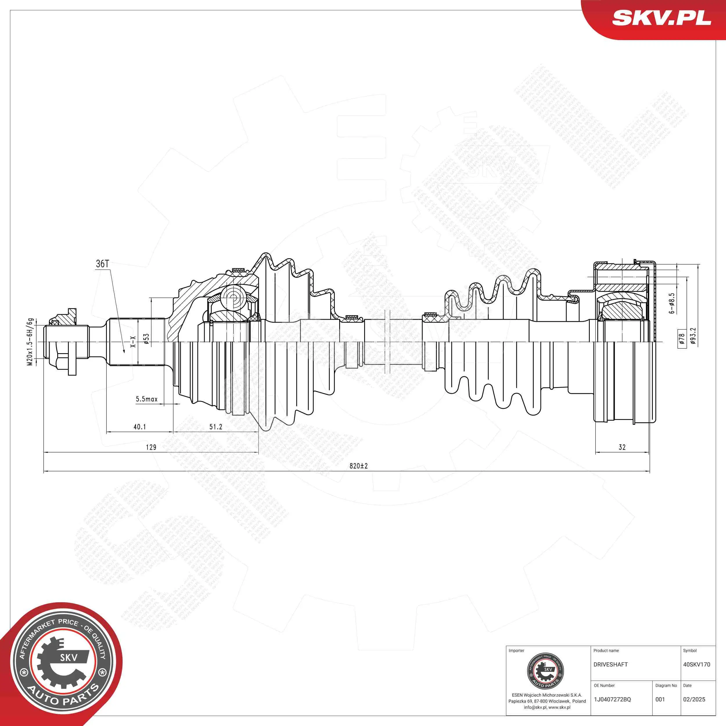 Antriebswelle Vorderachse rechts ESEN SKV 40SKV170