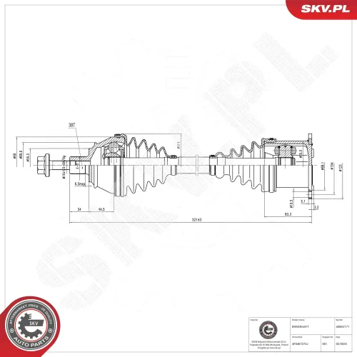 Antriebswelle Vorderachse rechts ESEN SKV 40SKV171 Bild Antriebswelle Vorderachse rechts ESEN SKV 40SKV171