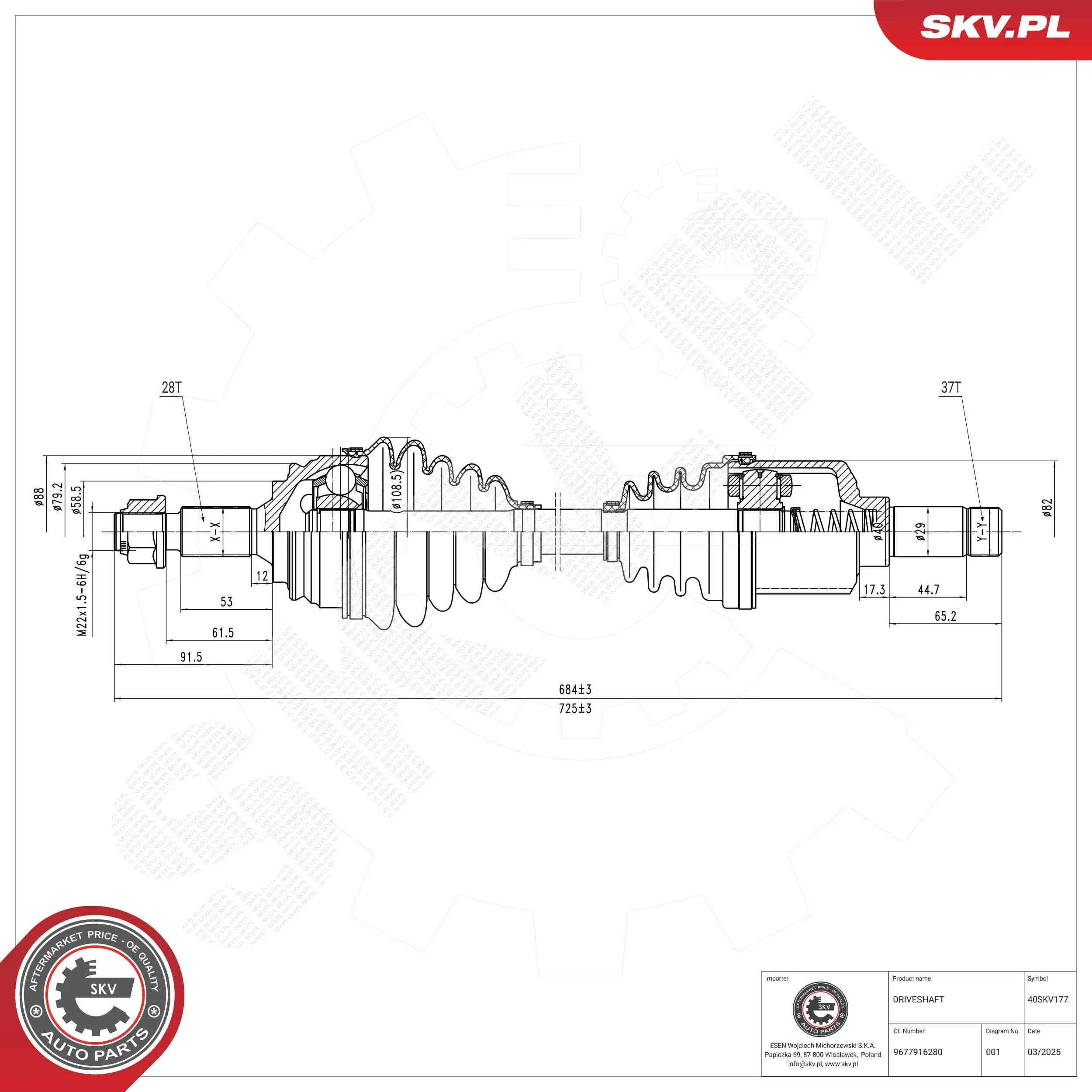 Antriebswelle Vorderachse links ESEN SKV 40SKV177