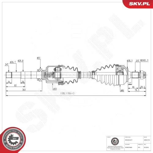 Antriebswelle Vorderachse rechts ESEN SKV 40SKV193 Bild Antriebswelle Vorderachse rechts ESEN SKV 40SKV193