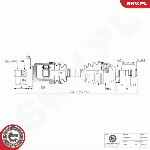 Antriebswelle Vorderachse links ESEN SKV 40SKV215 Bild Antriebswelle Vorderachse links ESEN SKV 40SKV215