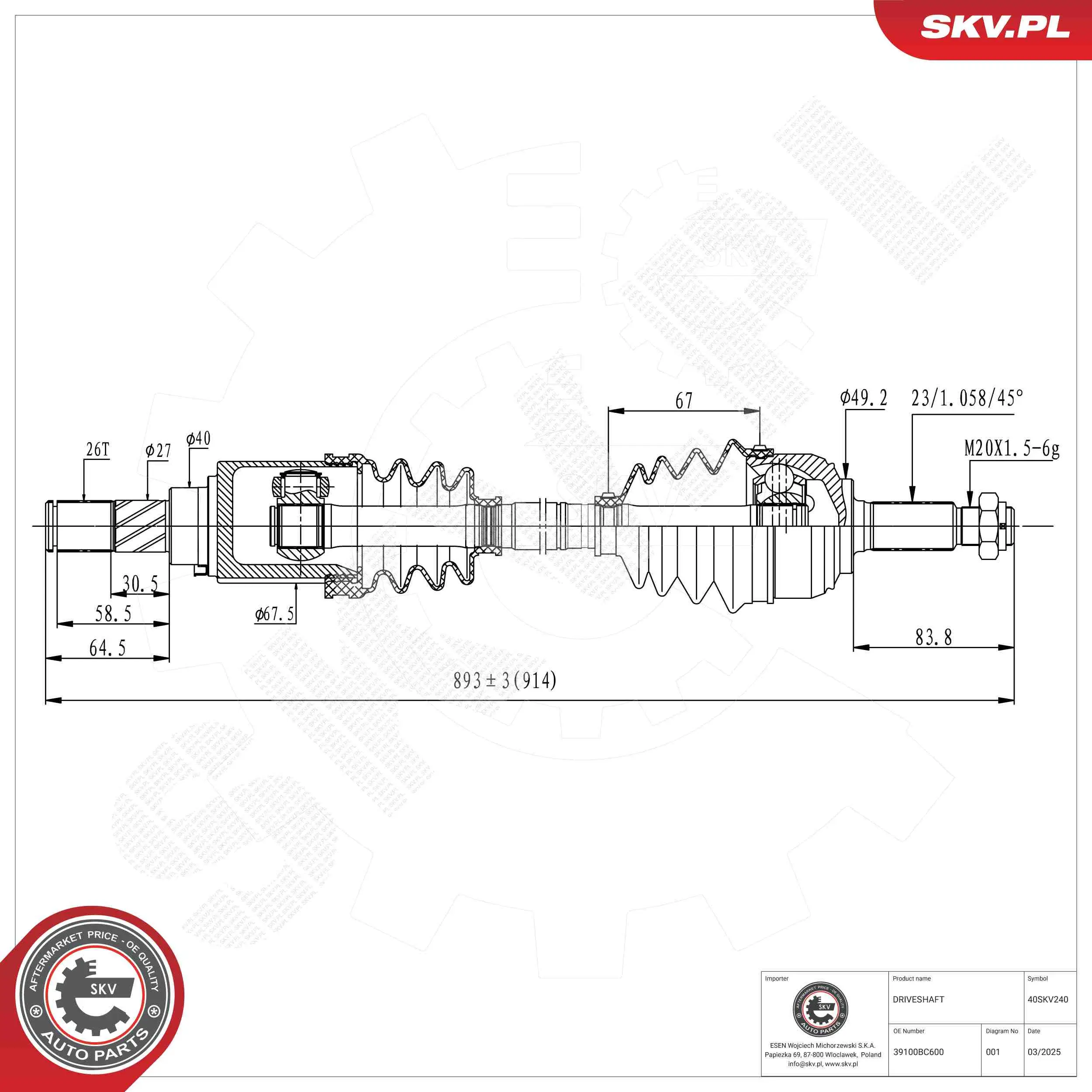 Antriebswelle ESEN SKV 40SKV240