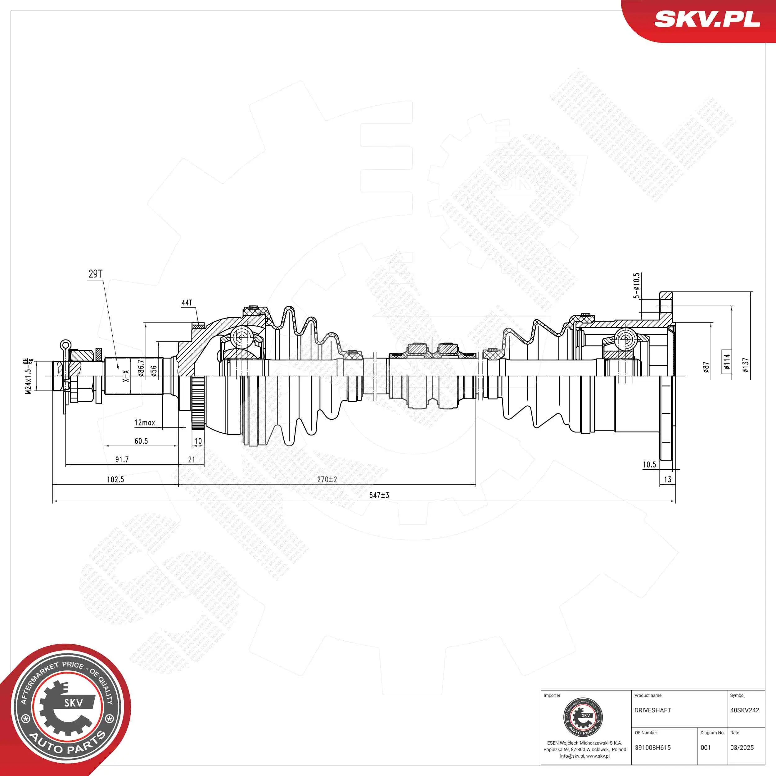 Antriebswelle Vorderachse rechts ESEN SKV 40SKV242