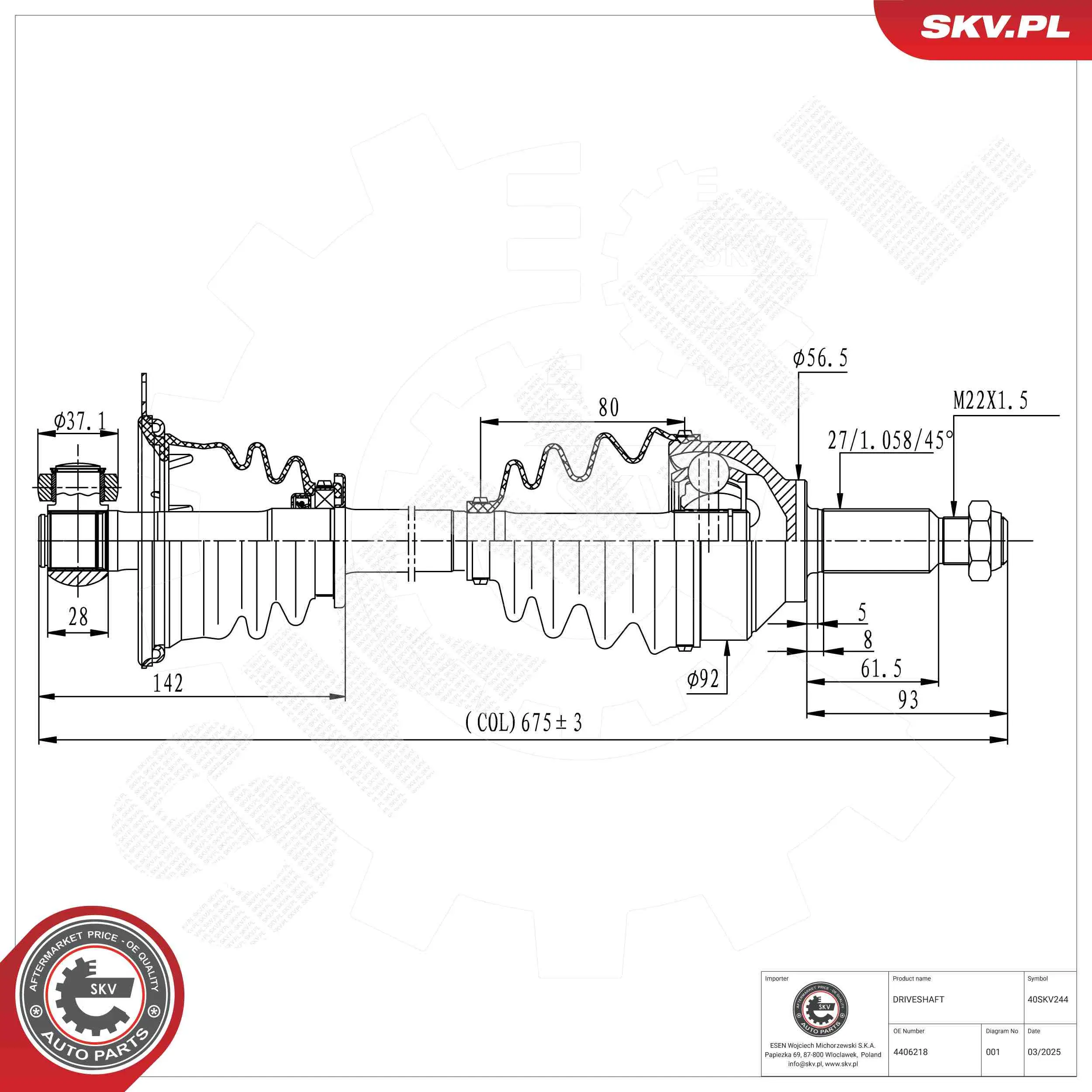 Antriebswelle ESEN SKV 40SKV244