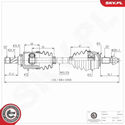 Antriebswelle Vorderachse rechts ESEN SKV 40SKV248 Bild Antriebswelle Vorderachse rechts ESEN SKV 40SKV248