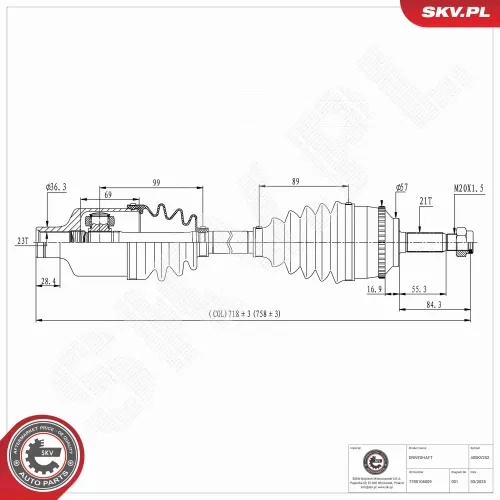 Antriebswelle Vorderachse rechts ESEN SKV 40SKV252 Bild Antriebswelle Vorderachse rechts ESEN SKV 40SKV252
