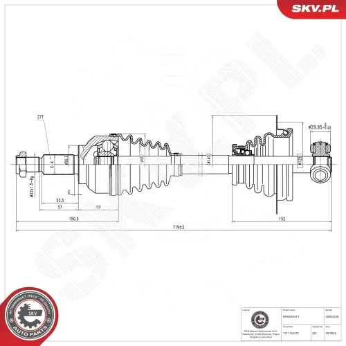 Antriebswelle Vorderachse links ESEN SKV 40SKV258 Bild Antriebswelle Vorderachse links ESEN SKV 40SKV258
