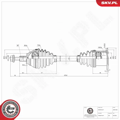 Antriebswelle Vorderachse links ESEN SKV 40SKV284 Bild Antriebswelle Vorderachse links ESEN SKV 40SKV284