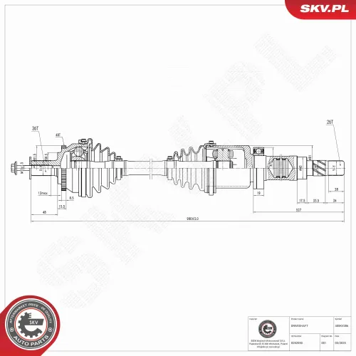 Antriebswelle Vorderachse rechts ESEN SKV 40SKV286 Bild Antriebswelle Vorderachse rechts ESEN SKV 40SKV286