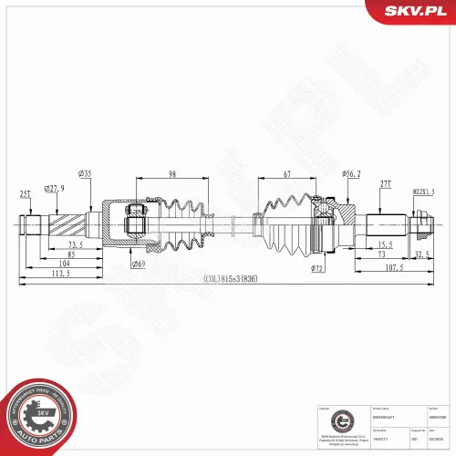 Antriebswelle Hinterachse links Hinterachse rechts ESEN SKV 40SKV300 Bild Antriebswelle Hinterachse links Hinterachse rechts ESEN SKV 40SKV300