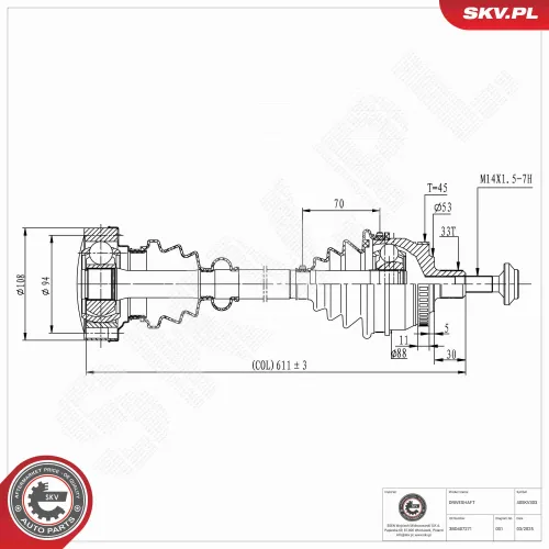 Antriebswelle Vorderachse links ESEN SKV 40SKV303 Bild Antriebswelle Vorderachse links ESEN SKV 40SKV303