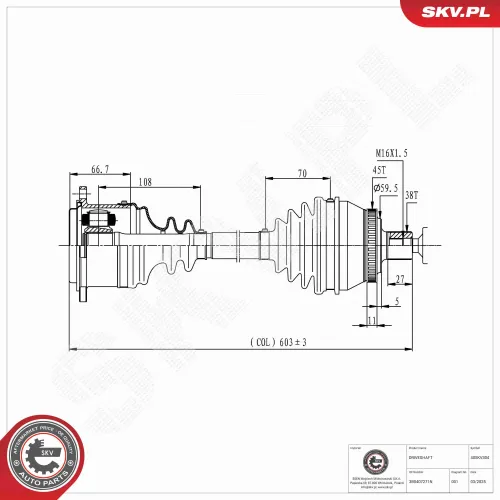 Antriebswelle Vorderachse links ESEN SKV 40SKV304 Bild Antriebswelle Vorderachse links ESEN SKV 40SKV304