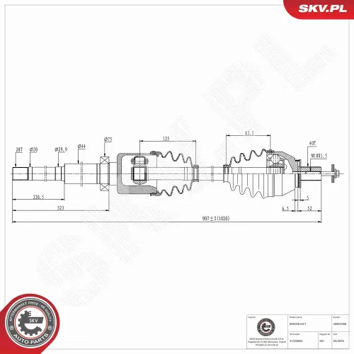 Antriebswelle Vorderachse rechts ESEN SKV 40SKV308 Bild Antriebswelle Vorderachse rechts ESEN SKV 40SKV308