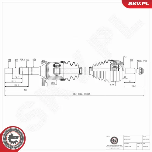 Antriebswelle Vorderachse rechts ESEN SKV 40SKV311 Bild Antriebswelle Vorderachse rechts ESEN SKV 40SKV311