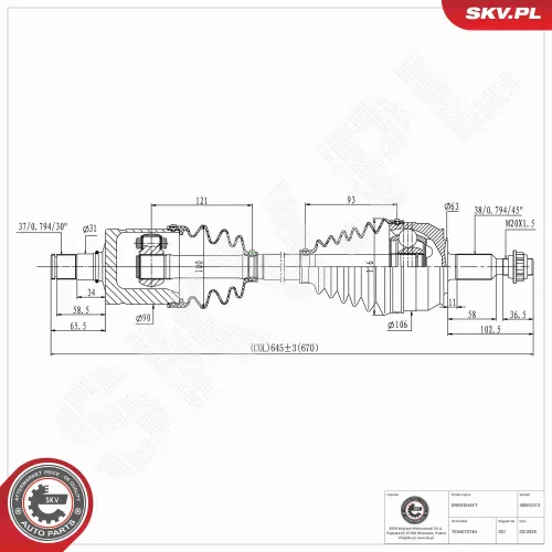 Antriebswelle Vorderachse links ESEN SKV 40SKV312 Bild Antriebswelle Vorderachse links ESEN SKV 40SKV312