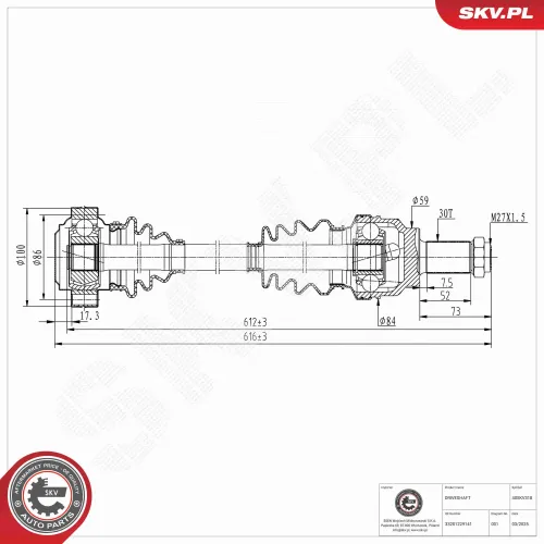 Antriebswelle Hinterachse links Hinterachse rechts ESEN SKV 40SKV318 Bild Antriebswelle Hinterachse links Hinterachse rechts ESEN SKV 40SKV318