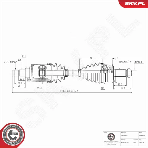 Antriebswelle Vorderachse links ESEN SKV 40SKV322 Bild Antriebswelle Vorderachse links ESEN SKV 40SKV322
