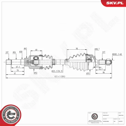 Antriebswelle Vorderachse rechts ESEN SKV 40SKV334 Bild Antriebswelle Vorderachse rechts ESEN SKV 40SKV334