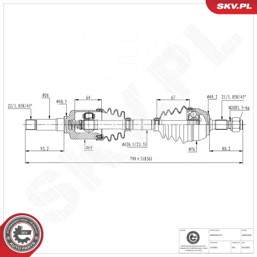 Antriebswelle Vorderachse rechts ESEN SKV 40SKV335 Bild Antriebswelle Vorderachse rechts ESEN SKV 40SKV335