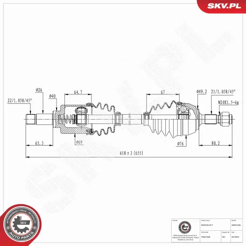 Antriebswelle Vorderachse links ESEN SKV 40SKV336 Bild Antriebswelle Vorderachse links ESEN SKV 40SKV336