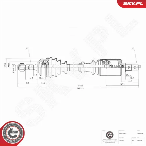 Antriebswelle Vorderachse links ESEN SKV 40SKV339 Bild Antriebswelle Vorderachse links ESEN SKV 40SKV339