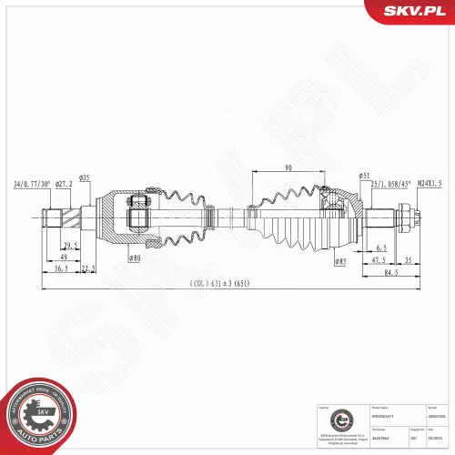 Antriebswelle Vorderachse links ESEN SKV 40SKV353 Bild Antriebswelle Vorderachse links ESEN SKV 40SKV353