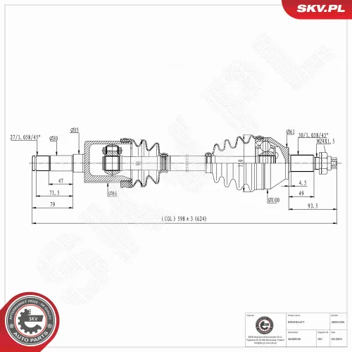 Antriebswelle Vorderachse links ESEN SKV 40SKV355 Bild Antriebswelle Vorderachse links ESEN SKV 40SKV355