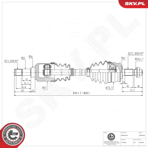 Antriebswelle Vorderachse rechts ESEN SKV 40SKV356 Bild Antriebswelle Vorderachse rechts ESEN SKV 40SKV356