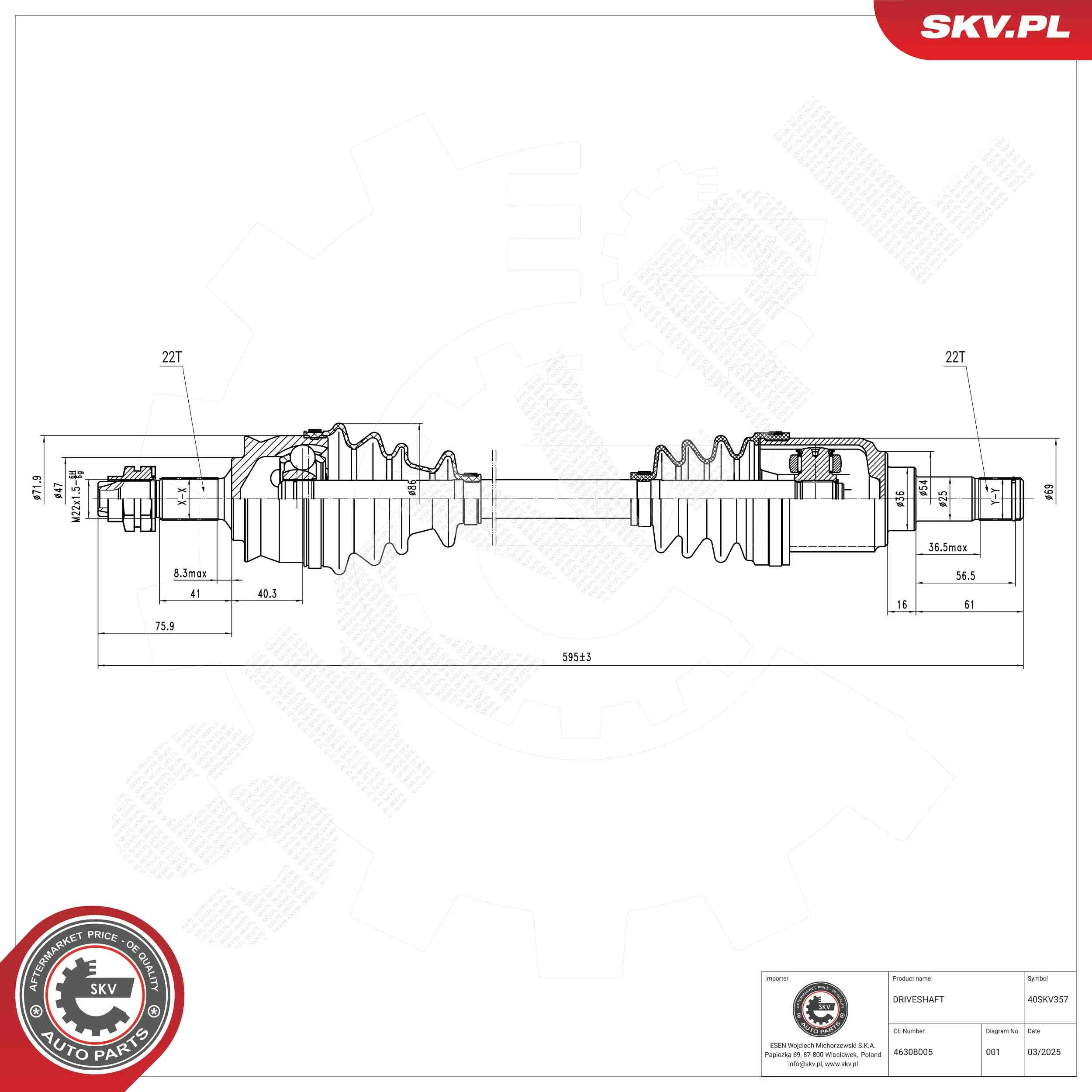 Antriebswelle Vorderachse links ESEN SKV 40SKV357