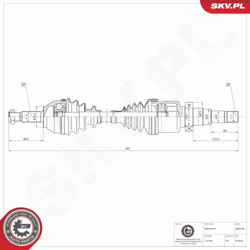 Antriebswelle Vorderachse rechts ESEN SKV 40SKV362 Bild Antriebswelle Vorderachse rechts ESEN SKV 40SKV362